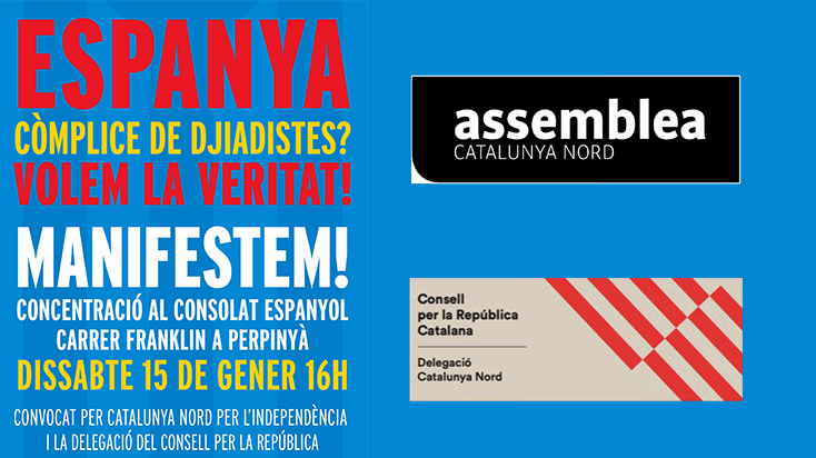 Manifestació davant el consulat d'Espanya de Perpinyà, aquest dissabte a 16H00